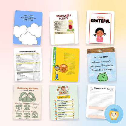 Nine of the 529 printable pages inside the bundle