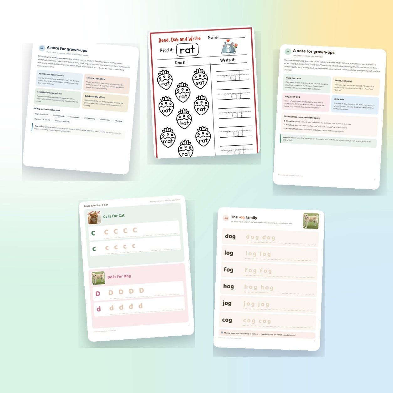 Five included Phonics bonus resources